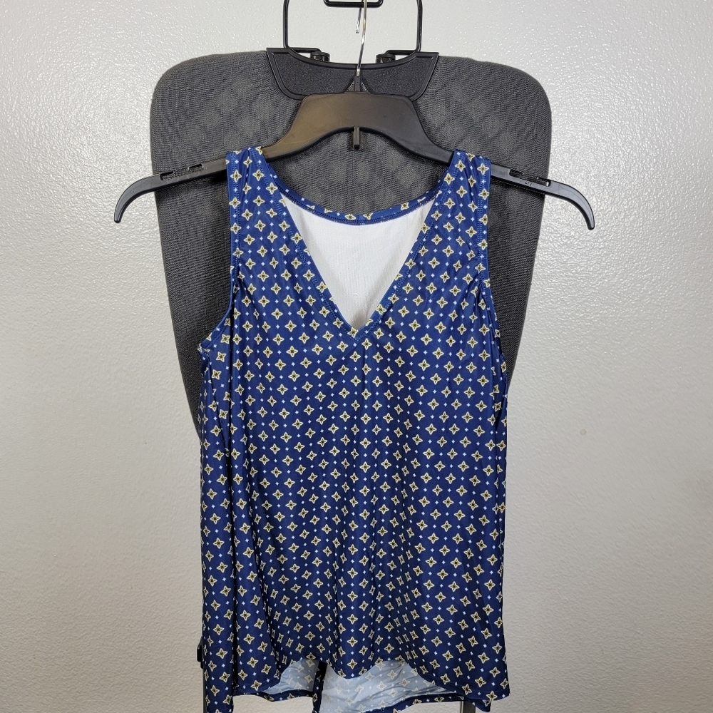 Kona Sol Tankini Top Blue With White And Gold Accents Size S‎ (4-6)